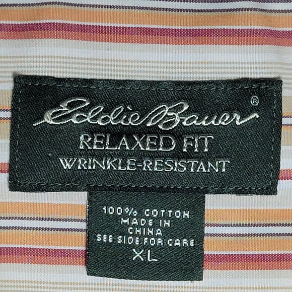 Eddie Bauer Relaxed Fit Mens Red Orange and Brown Button Up Shirt Size XL - Picture 5 of 10